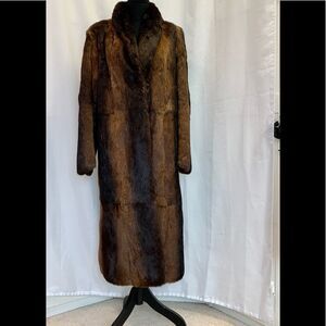 Polo Norte brown rabbit fur long fall winter coat Sz M/L